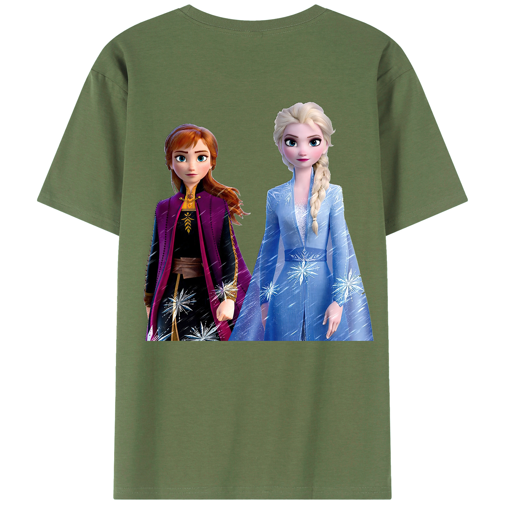 （画像用） アナと雪の女王 アンナ エルサ Frozen Anna Elsa 綿100％ メンズ半袖Tシャツ（バックプリント） 通気性